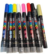 Uni POSCA PCF-350 Brush Nib Paint Marker Set of 8 Free Size