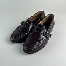 Vintage G H Bass Kiltie Loafer Burgandy Leather Buckle Slip On Brazil Size 9W
