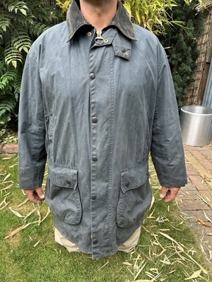 BARBOUR BORDER WAX JACKET MEN'S NAVY BLUE UK