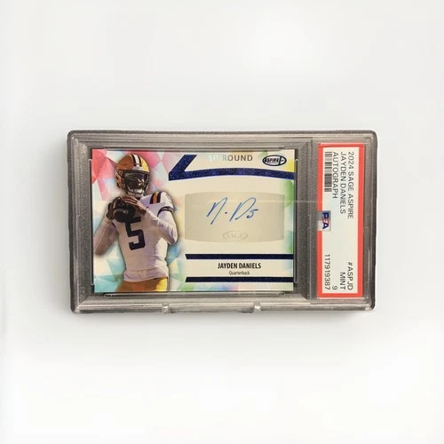 2024 Sage - Aspire Autographs Jayden Daniels RC Auto Blue Foil SP PSA 9