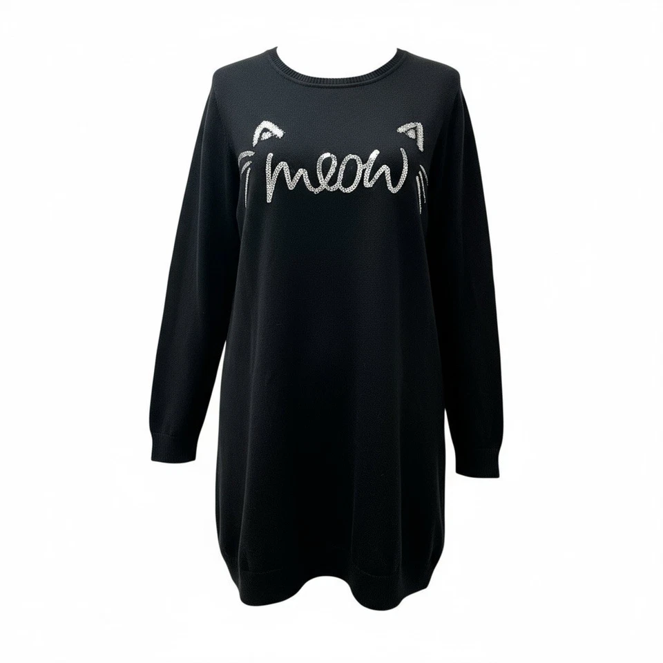 Suéter túnica VERVE AMI 1X XXL preto miado gato cauda nas costas R$64 - Imagem 2 de 4