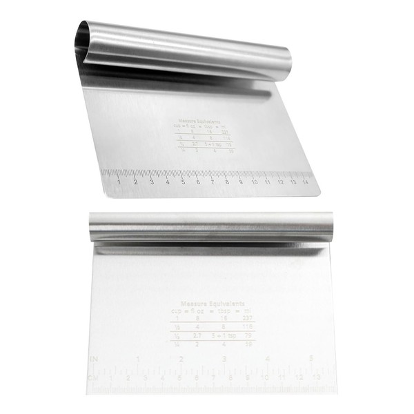 Edelstahl Teigschneider Teigkarte Set Backen Pizza Brot GemüSe 2 StüCk 18/8-image