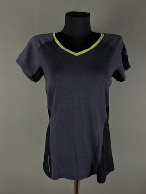 Icebreaker GT Merino Cool-Lite Women's S V-Neck T-Shirt Gray Lime Hiking Yoga