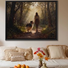 Gift Collie Dog Oil Painting Canvas Print Nature Artwork Wall Decor Rustic Art