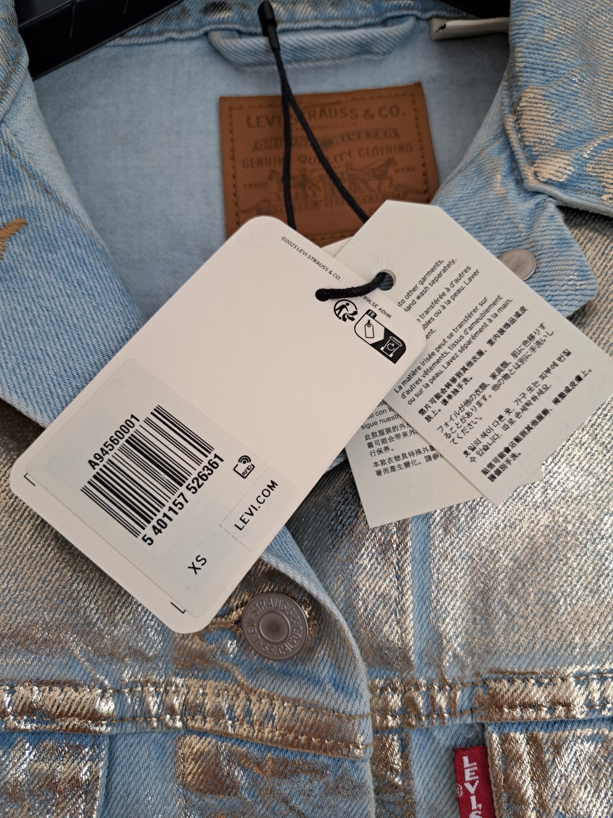 Levi Strauss Jacket Levi's Shrunken '90s Trucker Jacket £140rrp Blue Gold BNWT image 4