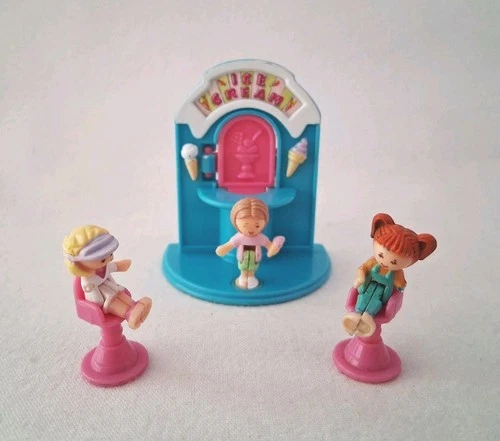 Vintage Bluebird 1995 Polly Pocket Pink Ice Cream Fun Stand With Figures