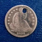 1838 Seated Liberty Half Dime, G Details, Holed, Early US Silver B20