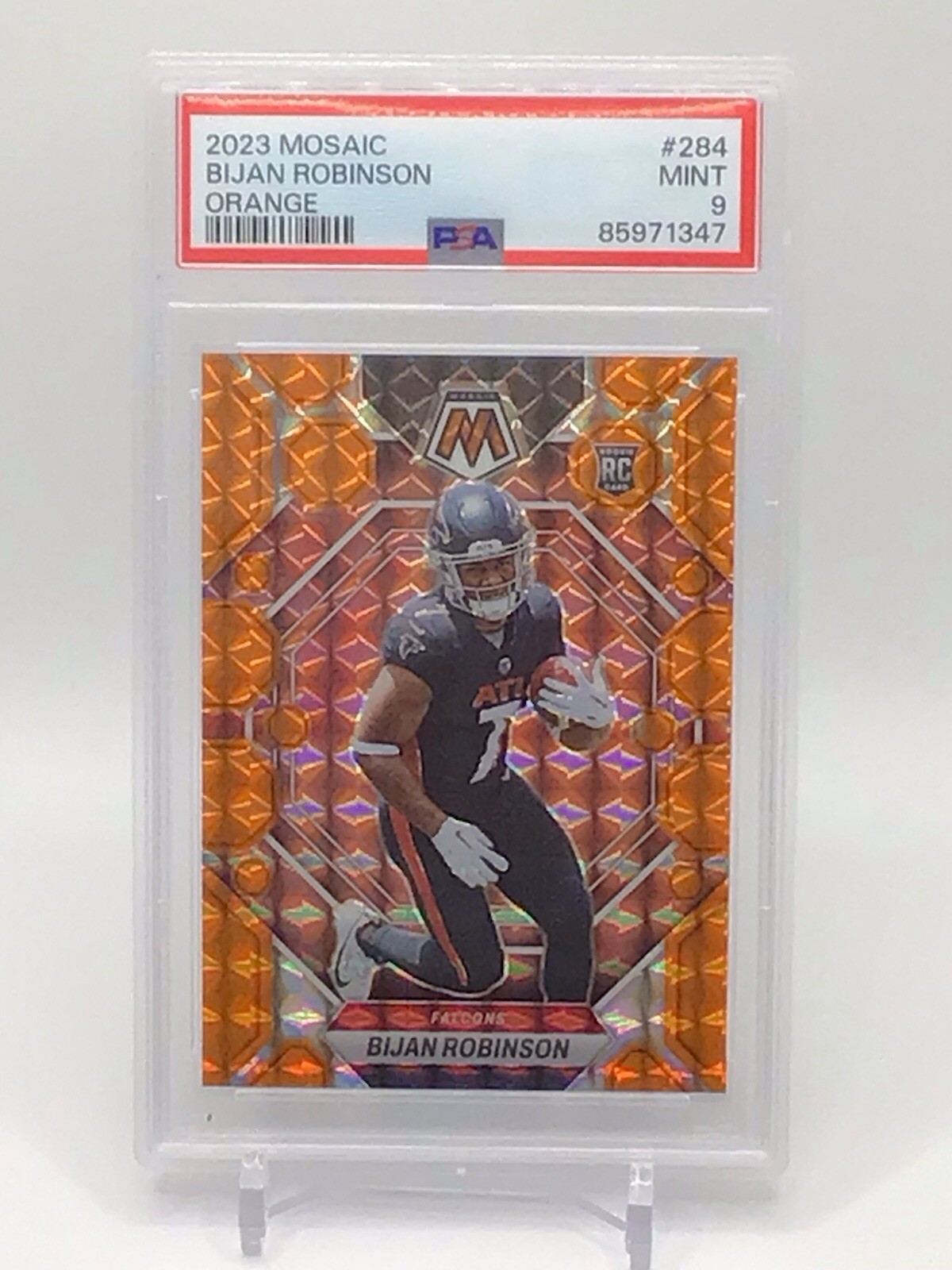 2023 Mosaic - Rookies Bijan Robinson #284 Orange Mosaic Prizm /199 (RC) PSA 9