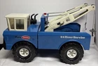 Vintage 70s Classic Blue Mighty Tonka Tow Truck Double Boom Wrecker Nice! (READ)