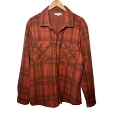 Frye and Co Shirt Flannel Plaid Rust Brown Jacket Men Comfy Outdoors Button XXL