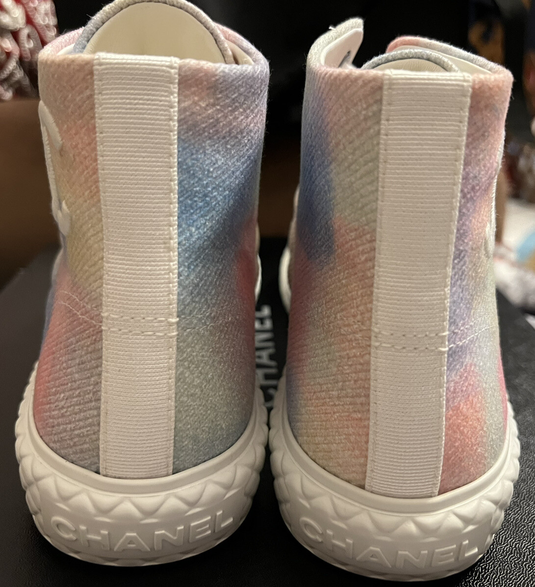 Chanel Printed Multicolor High Top Sneakers CC Logo | eBay Chanel Printed Multicolor High Top Sneakers CC Logo | eBay