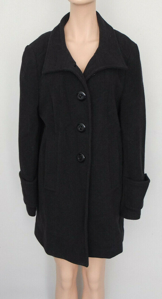 Christian Berg Stockholm Wool Coat 42 XL EXCELLENT Black - Main Image