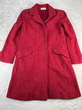 Jonathan Michael Womens Wool Blend Coat Size M Made in USA Red Multicolored Dots