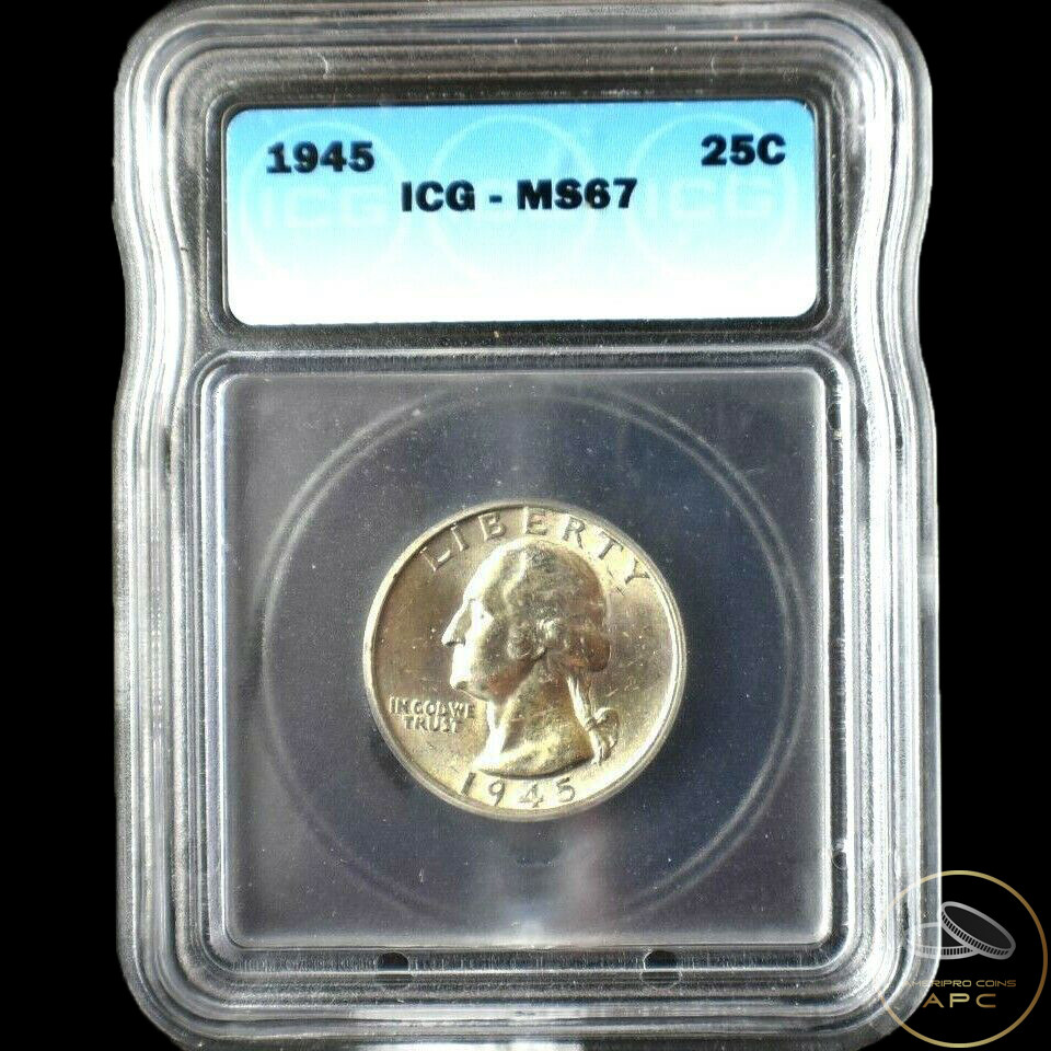 1945 Washington Quarter 25c~MS67~Better Date~90% Silver~Blast