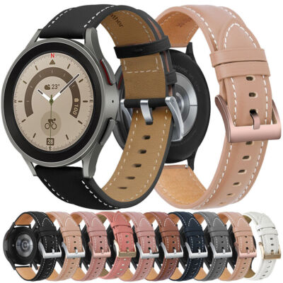 Genuine Leather Band Strap for Samsung Galaxy Watch 4 5Pro 6 40/44/42/46/43/47mm