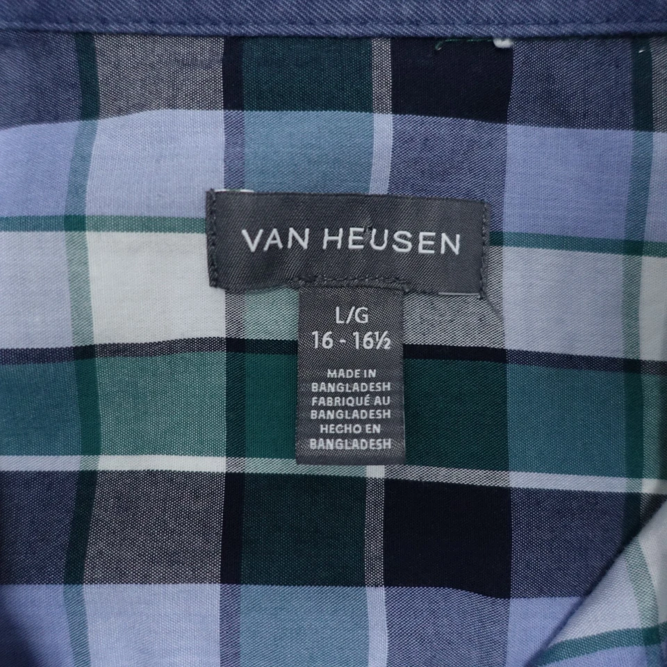 Camisa de vestir Van Heusen para hombre talla 16-16,5 multicolor a cuadros manga larga cuello Foto 3 de 4