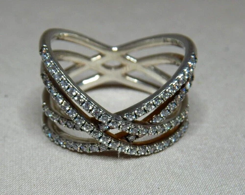 VINTAGE STERLING SILVER CZ STONE SET RING BY PANDORA  B1 S925 ALE 56    3250