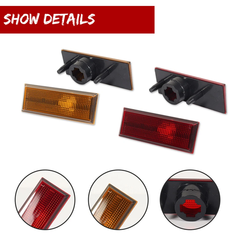 4X Amber Front & Red Rear Side Marker Light For 1981-1988 Oldsmobile Cutlass 442 - Image 3 of 4