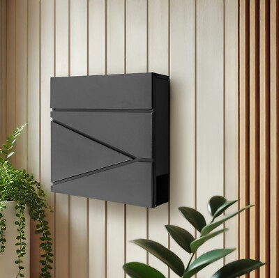 Großbriefkasten Stahl Wandmontage schwarz Briefkasten eckig Briefkasten Schlüsselschloss