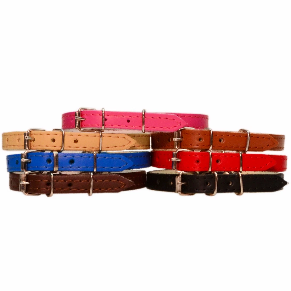 Cuir Véritable Chien Chiot Chaton Coloré Colliers Petit Moyen - Photo 1/1