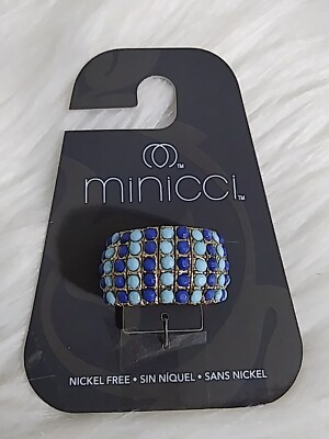 Minicci Blue Turquoise Gold Stretch Ring