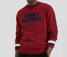  80 Tommy Hilfiger Men Red Embroidered Logo-Patch Sweater Size M