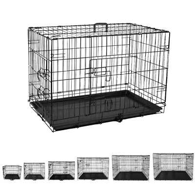 SIGNZWORLD Hundetransportbox Hundekäfig mit 2 Türe Gitterbox Hundebox Drahtkäfig Faltbar