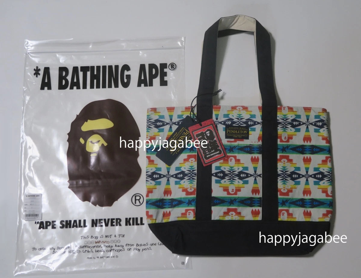 A BATHNIG APE Men's Goods BAPE x PENDLETON TOTE BAG 1J20189901 New