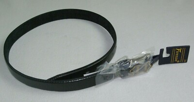 NEW FIRENZE MENS SIZE 34 BLACK GENUINE LEATHER BELT SILVER METAL BUCKLE