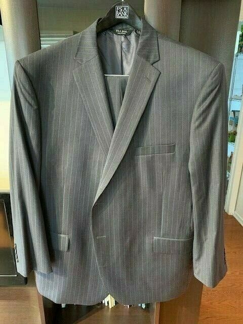 Charcoal Gray w/ Blue Pinstripe 2-Piece Jos. A. Bank Suit Size 52R/47W