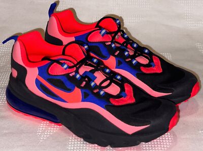 NIKE Air Max 270 React Black Crimson Blue Running Training Shoes Boys Girls 5.5