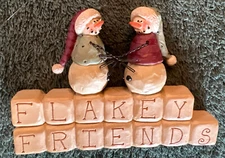 Suzi Skoglund Resin Snowmen "Flakey Friends" Figurine Holiday Snow Xmas Decor