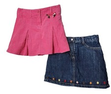 2 pc set Gymboree Lots Of Dot Embroidered Denim Skirt sz 7 Pink Corduroy Skort