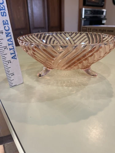 Vintage Pink Depression Glass Footed Bowl MINT Pink ware Party