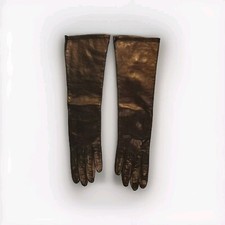 Vintage Italian Leather Long Black Gloves Size 6 1/2 Elbow Length 14"