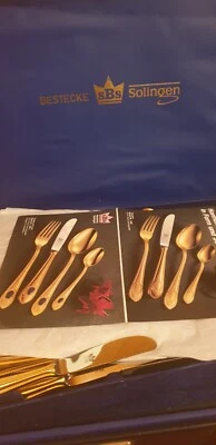 besteck set edelstahl für 12 personen 23/24karat hart vergoldet - Bild 1 von 4