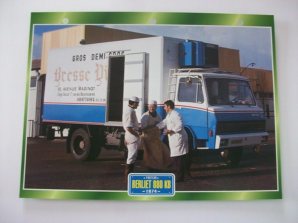 CARTE FICHE CAMION PORTEUR BERLIET 880 KB 1974
