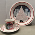 Epoch Twas The Night Before Christmas Plate Saucer Mug Dogs Tree City Snow SET