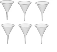 6 small sturdy funnels with small tip