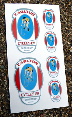 Vintage Cycle Bike Frame head Decals Stickers to fit CARLTON UK