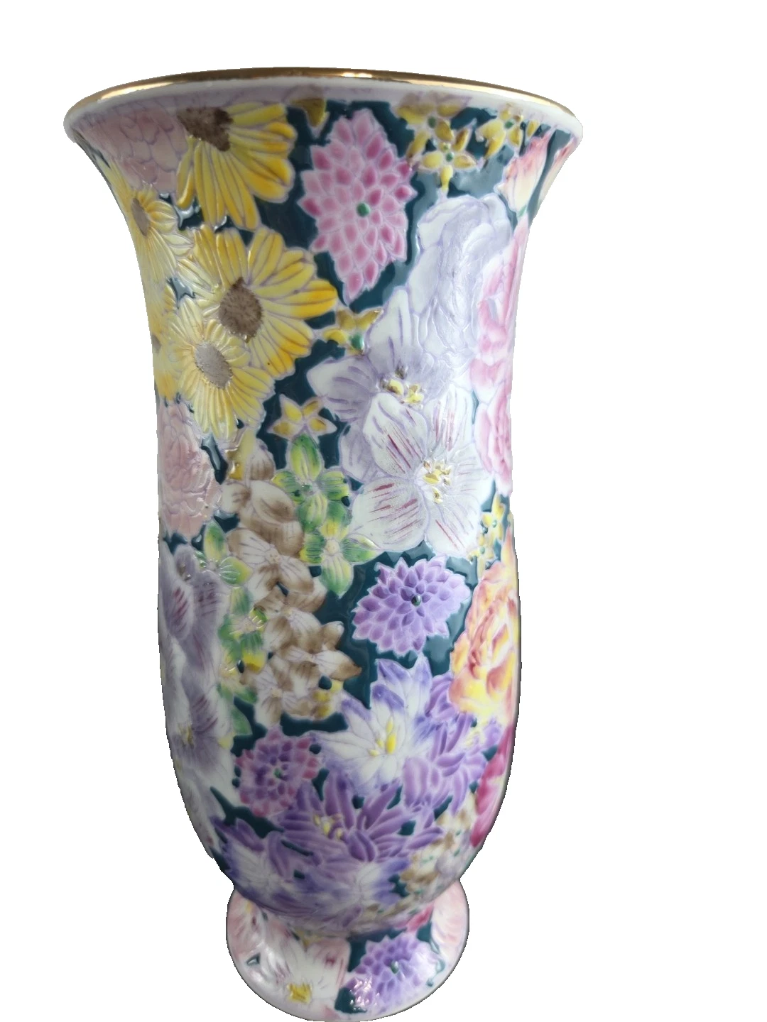 Vintage Porcelain 8" Vase by F. Atkins Inc.-Sachet "Millefleurs" Hand Painted