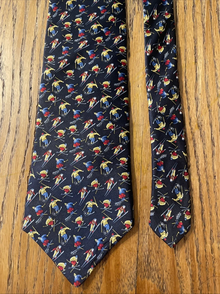 Vintage EUC Museum Artifacts Tiny Ski Jumpers Silk Tie Necktie USA Hand Made - Image 4 of 4