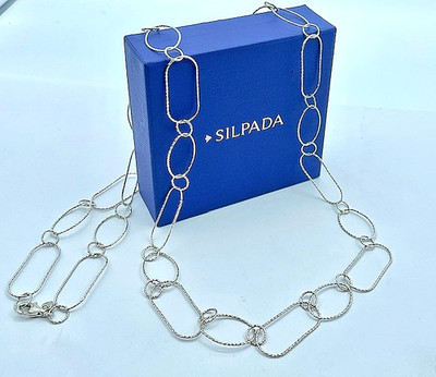 Silpada .925 Sterling DAUEREINDRUCK strukturierte Gliederkette Halskette 36'' N2731