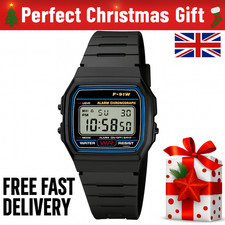 Casio Class Digital Watch F91 Water Splush F91 Look with Resin Strap in Black