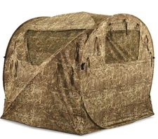 Spring Steel Hay Bale Hunting Ground Blind 1-2 Person Tent, Gear, Brown