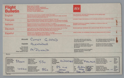 BEA British European Airways Flight Bulletin Comet 4B G-APMD Airline Report