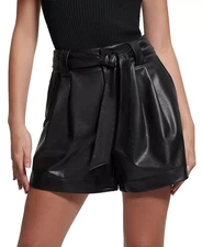 GUESS Women's Shorts Sz L Mariah Tied Faux-Leather