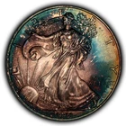 1996 1 oz Silver American Eagle - PQ Rainbow Toning - BU Key Date - SKU-E3764