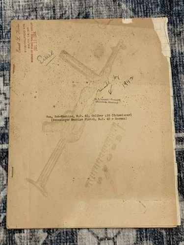 WW2 WWII US Army Military 1943 German MP40 Booklet Book Identification Function