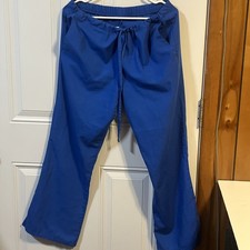 Cherokee Workwear Scrub Pants 3 Pockets Flare Leg Size S Royal Blue Drawstring